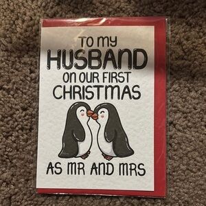 First Christmas Card for Husband with Penguins